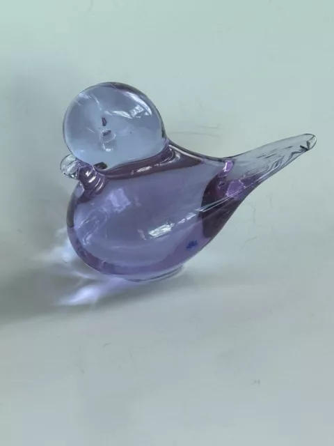 Blown Art Glass Bird Lavender 2.25" Made In Sweden No Chips Or Cracks