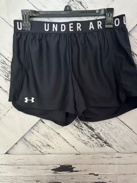 Under Armour Heat Gear Loose Womens Size M Black Athletic Gym Running Shorts