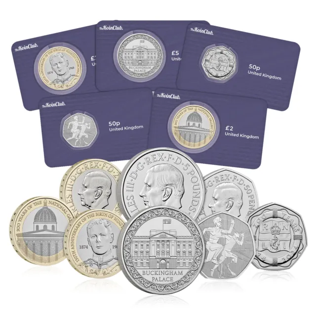 Koin Club Collectable Royal Mint 2024 UK BU Annual Coin Set - 5 Coins 50p £2 £5