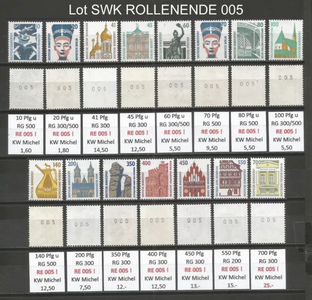 RM Sehenswürdigkeiten Grosses Lot diverser ROLLENENDEN 005 u/v postfrisch