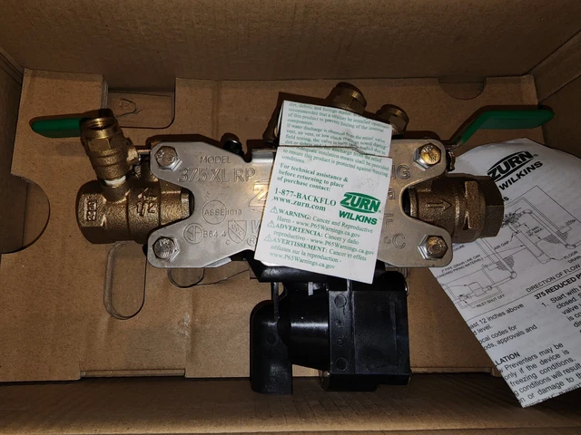 ZURN WILKINS 12-375XL Reduced Pressure Zone Backflow Preventer: 0.5" Sz, FNPT