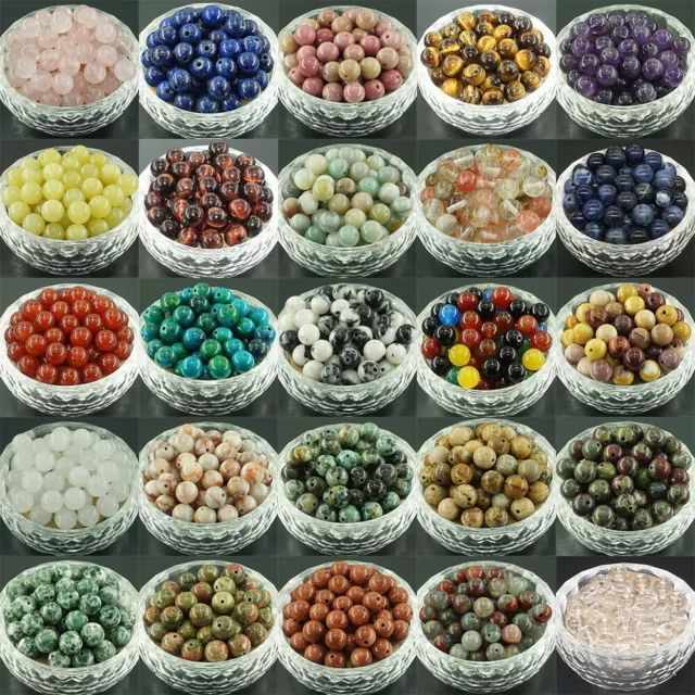 Wholesale Lot Natural Gemstone Crystal Round Spacer Loose Beads 4mm 6mm 8mm 10mm