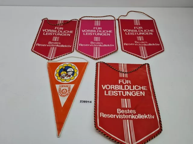 5 Wimpel Zivilverteidigung DDR Bestes Reservistenkollektiv alt #238914