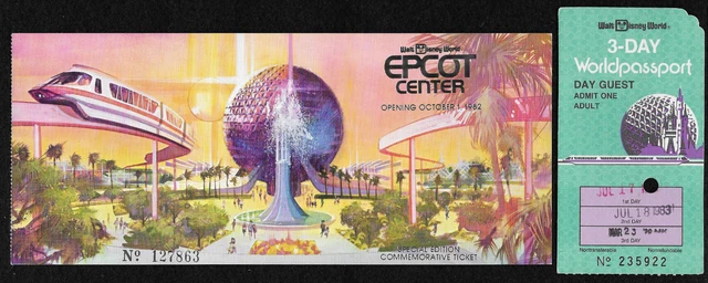 Disney EPCOT Special Commemorative Tickets—1982/1983