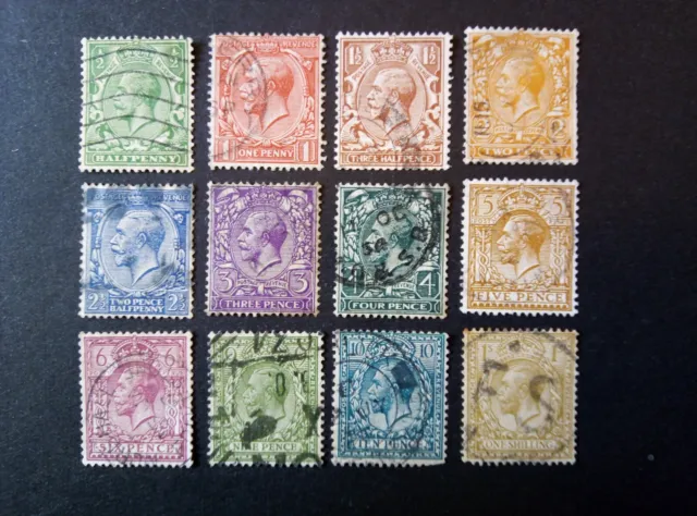 GB KGV 1924-6 SG418 to SG429 block cypher basic set ½d to 1/- very good used