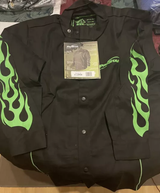 ProStar Praxair FR Welding Jacket - Green Flames - X-Large