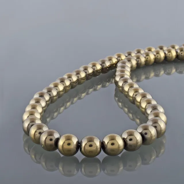 Naturel 8mm Doré Pyrite Rond Perles Pierre Précieuse 18 " Chaîne Main Collier