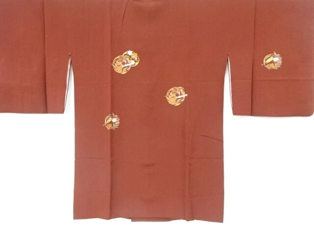 6573210: Japanese Kimono / Vintage Michiyuki Coat / Embroidery / Flower Roundel
