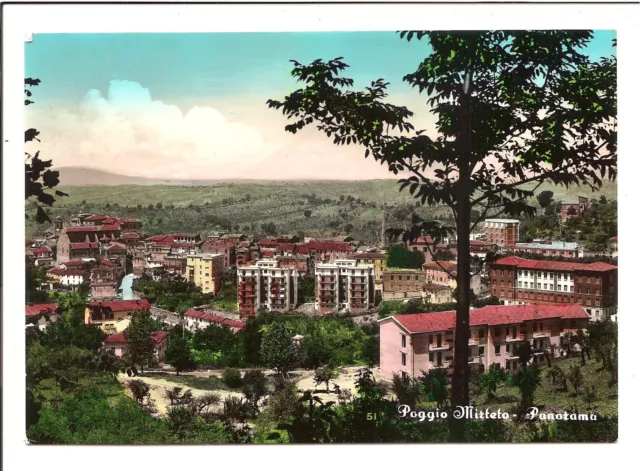 Cartolina Poggio Mirteto Panorama Rieti Acquarellata 1963