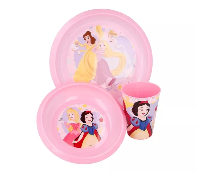 Set Pappa Bimba Principesse Disney 3PZ Servizio Da Tavola Piatti Bicchiere Asilo