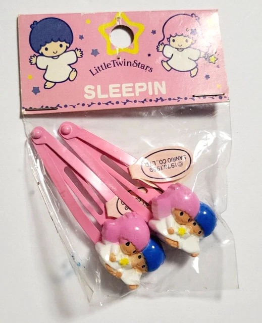 Little Twin Stars SLEEPIN Hair Pin Old SANRIO Logo 1989 Old Vintage Super Rare