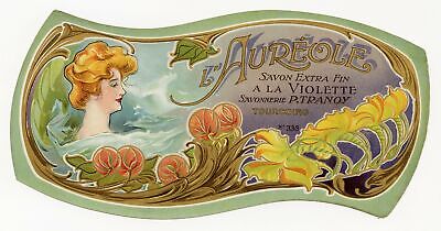 Antique, Unused, French Art Nouveau L'AUREOLE Soap Box Label