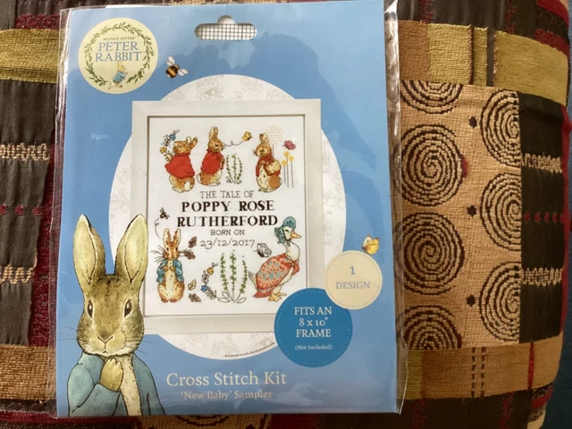PETER RABBIT BIRTH sampler CHART and left over threads £4.50 - PicClick UK