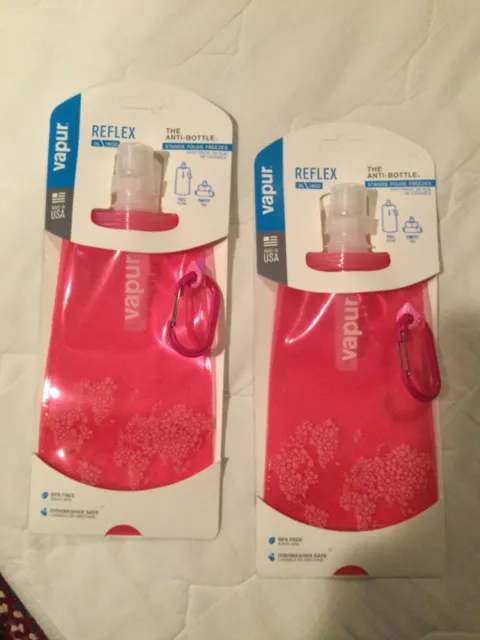 Vapur USA Reflex The Anti-Bottle Travel Pink 0.5L/18oz Stands Folds Freezes NEW