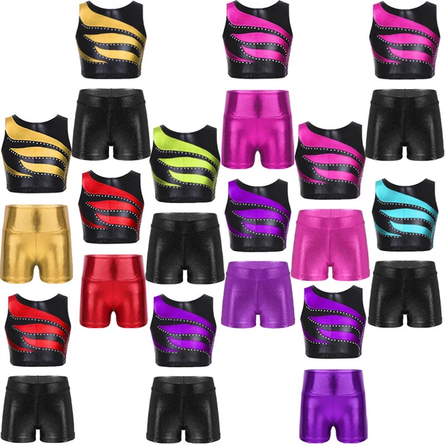 Girls Tanks Shorts Gymnastics Unitard Dancewear Athletic Tracksuit Dance Outfit