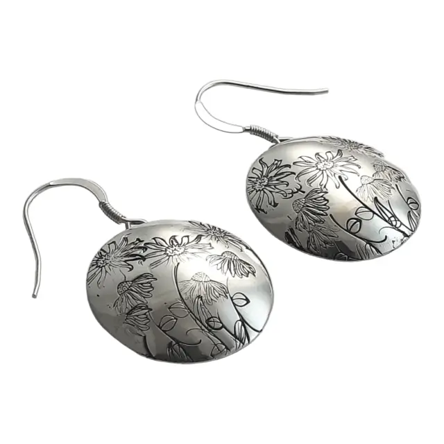 wildflower drop earrings solid Sterling silver English handmade. Gift Box