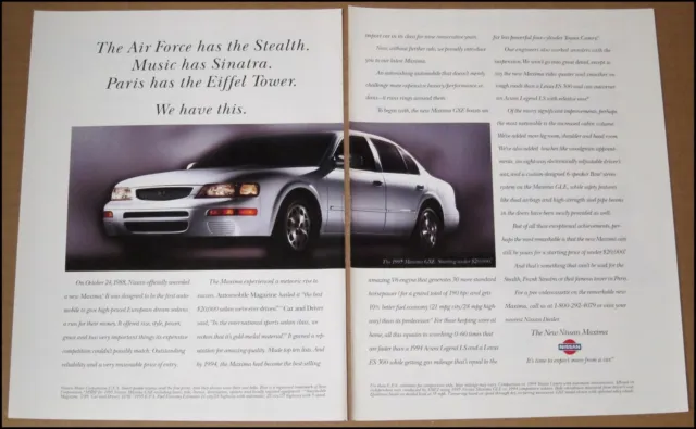 1995 Nissan Maxima Print Ad 2-Page 1994 Automobile Car Advertisement Vintage
