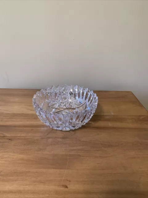 American Brilliant Period Intricate Cut Crystal Glass Saw Tooth Rim 9" Bowl