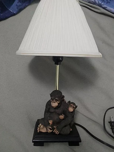 Momma Monkey W/Baby Table Lamp Night Light. Brown Resin. Used Works VGC See Pics