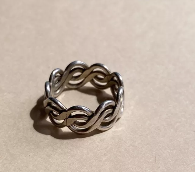 Signed Beau Sterling Silver Waves Rope Band Ring Size 5.75