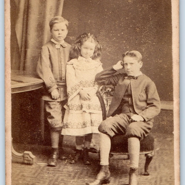 c1873 Birmingham, England Cute Boys & Girl Children CdV Photo Card Burgoyne H16