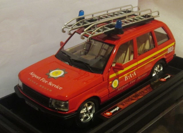 BURAGO FIRE MEN RANGE ROVER BAA Airport Fire Tender Vehicle 1/25 - BNIB ...