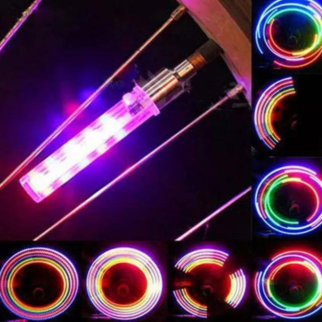 2Fahrrad Ventilkappen LED Speichenlicht Radlicht Ventil Reifen Licht Felgenlicht