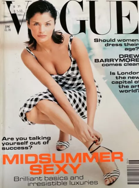 Vogue UK June 1995 Helena Christensen Drew Barrymore Claudia Schiffer Naomi Camp