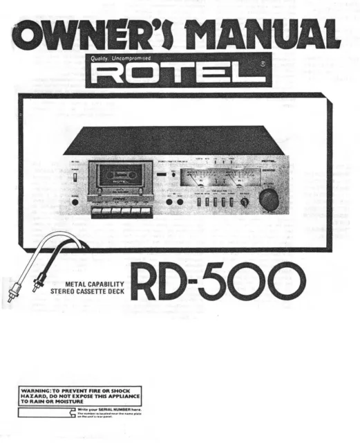 Bedienungsanleitung-Operating Instructions pour Rotel RD-500