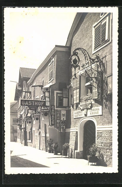 Foto-AK Sterzing, Straßenpartie am Gasthof Krone - bei Bartko-Reher 1955
