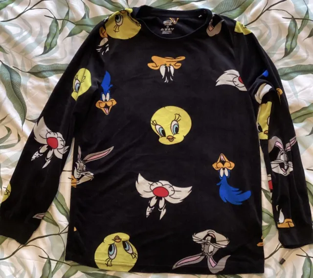 Looney Tunes Character Velvet Lightweight Jumper Size XS Daffy Duck Bugz Etc