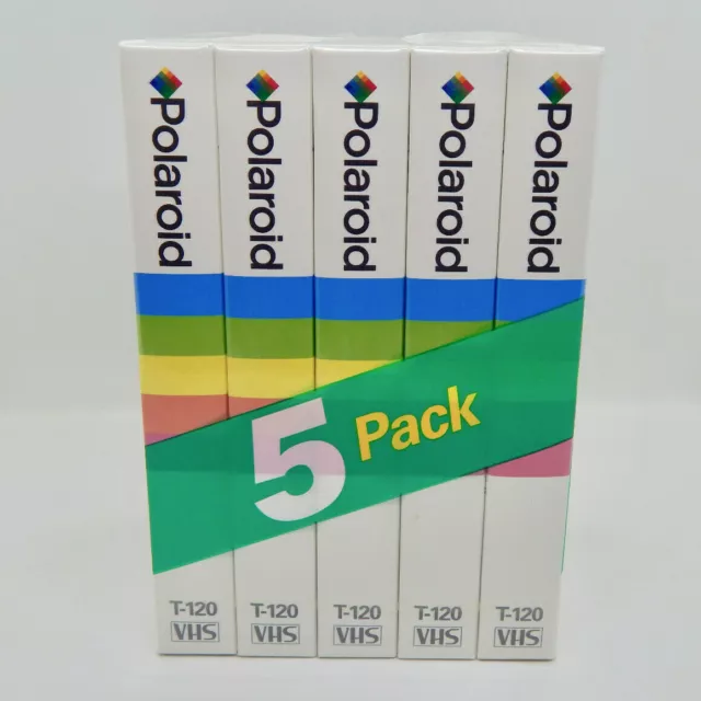 Vintage Polaroid Supercolor Video Cassette Blank Sealed VHS Tapes 5 Pack T-120