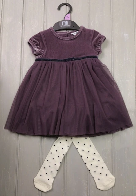 Vestiti per bambina MINI FONDO abito velluto ex con & M&S collant nuovi 3-6 mesi