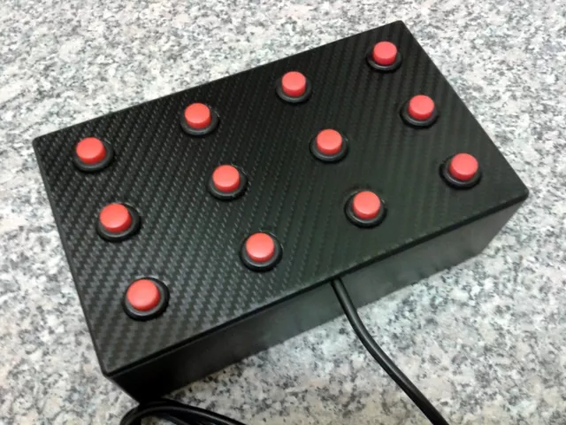BBJ Sim Racing PC USB 27 Function Pro Series Button Box With Key Black/Carb