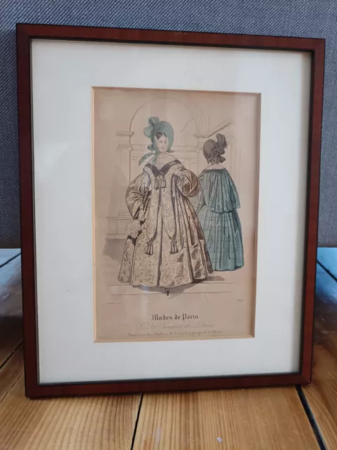 Modes de Paris, Damenmode Druck 1836 Biedermeier Viktorianisch Lithographie