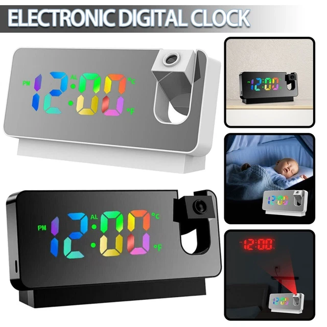 Digital LED Projector Temperature and Time Smart Alarm Clock Projection A