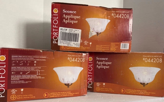 Light Portfoilio Sconce Antique Brass Finish #044208 Brand New (3) FREE SHIPING