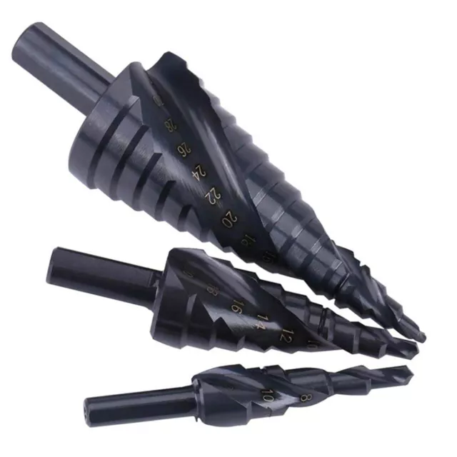 3Pcs 4-32MM HSS Stepped Drill Bit Set High-speed Steel Spiral for Metal D7Z8