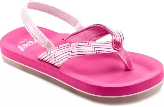 REEF Youth Kids Thong Walking Sandals Maze Game Shoes US 7/8 Pink Flip Flops