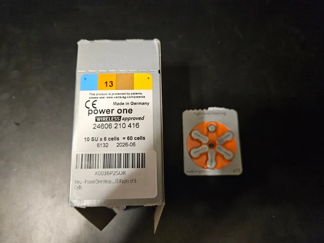 60 baterías para audífonos Powerone talla 13 p13, vencimiento mayo-2026