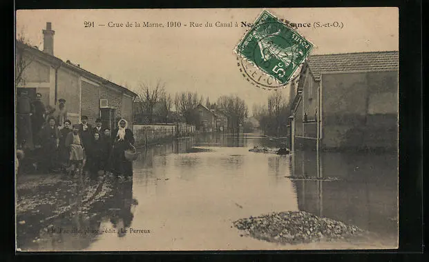 CPA Neuilly-Plaisance, Crue de la Marne 1910, Rue du Canal, flood 1910