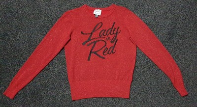 JOANIE SLOGAN RED Glitter Jumper Size 