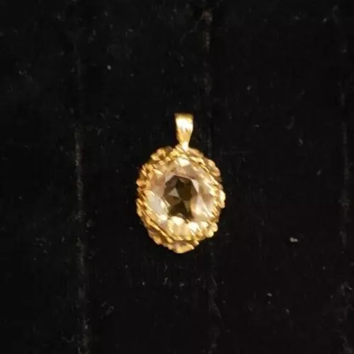 14k Yellow Gold and Smoky Topaz Pendant.