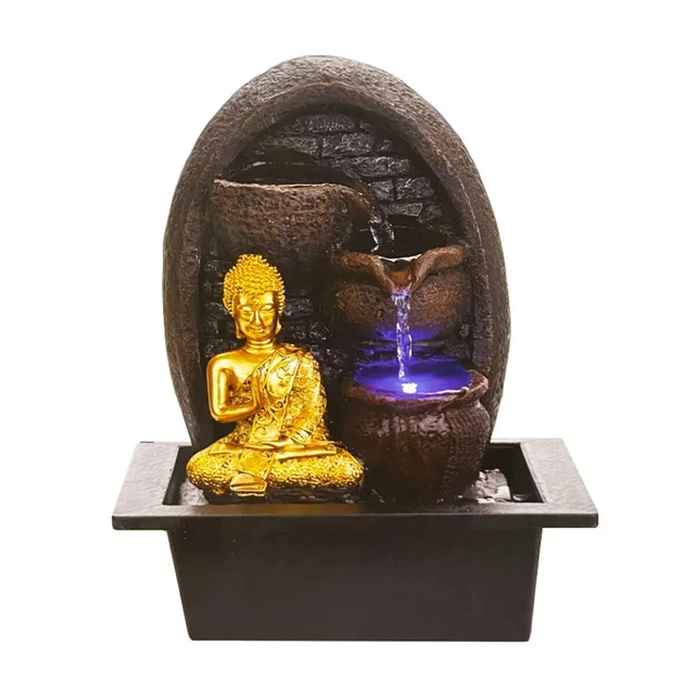 Fontana Acqua Interna Buddha LED Giardino Zen Buddha Colorata Illuminazione LED Calmante