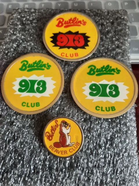 Butlins Original Pin Badges Butlins 913 Club And Beaver Club Badge
