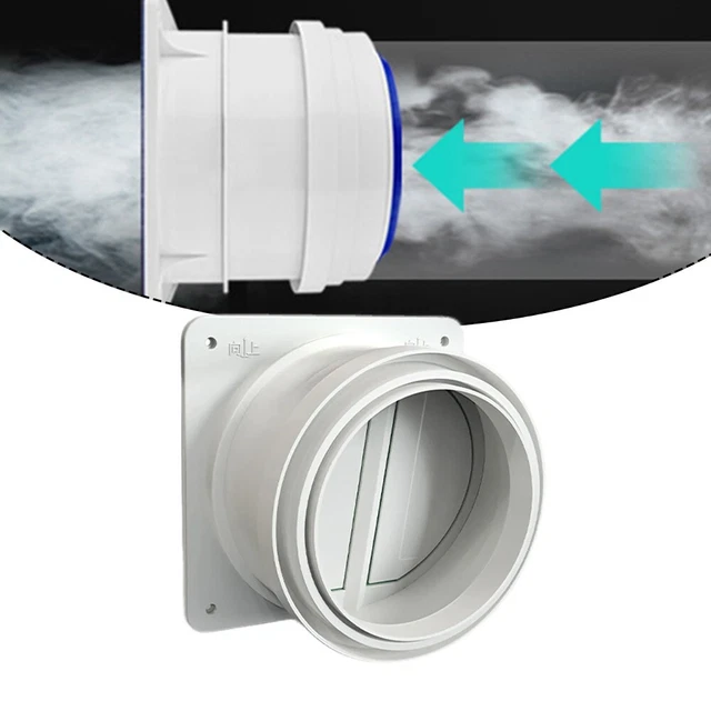 Clapet Anti-retour Pour Conduit D'air De 100 Mm - En ABS, Blanc, Empêche Les Retours D'air Et Les Odeurs - Installation Facile