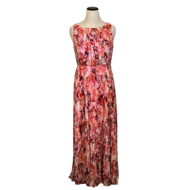 Eliza J Women’s Chiffon Floral Pleated Skirt Sleeveless Maxi Dress Size 10
