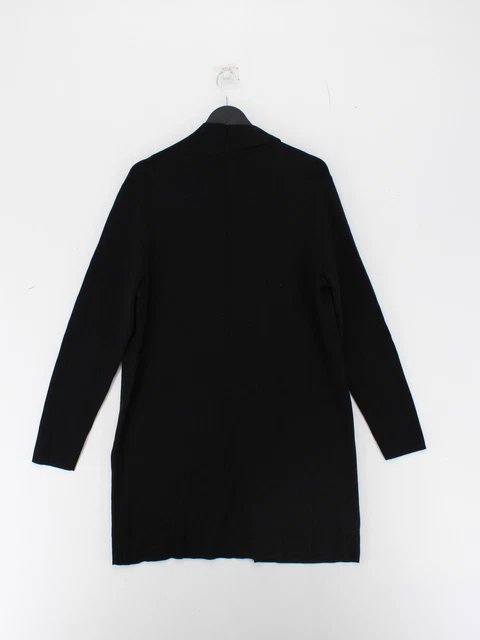 Eileen Fisher Damen-Strickjacke L schwarz 100 % Wolle Rundhalsausschnitt 3