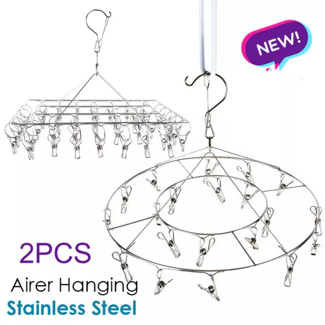 20 Peg & 40 Peg STAINLESS STEEL Washing Line Hanging Laundry Airer Clothes