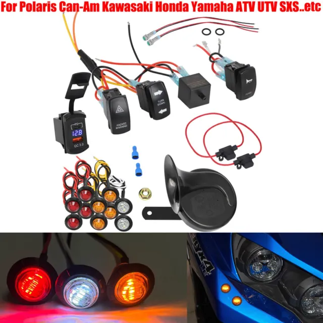 UTV Golf Cart LED Light Turn Signal Kit with Horn Brake Hazard Light Switch 12V